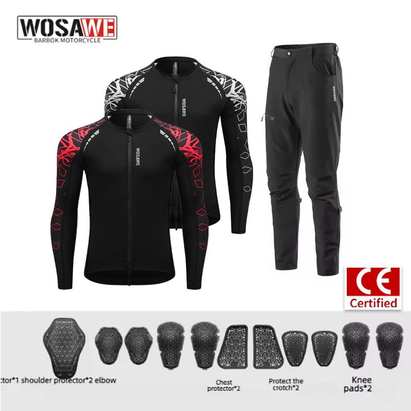 Motorcycle Gear Jacket And Pants - WOSAWE Men Motorcycle Riding Suit Spring
