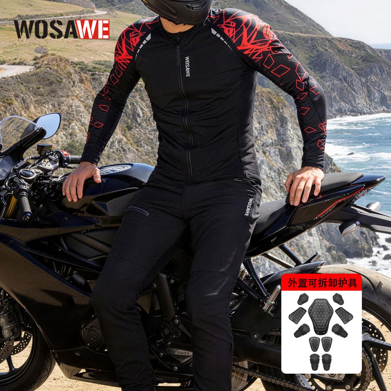 WOSAWE Men Motorcycle Riding S - Motorcycle Gear Jacket And Pants 评论和价格